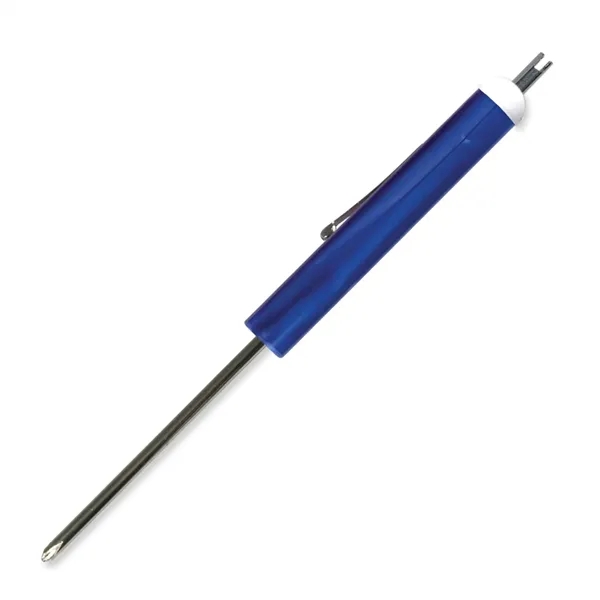 Metallic Blue color option for Pocket Screwdriver #0 Phillips Blade + Valve Stem Top