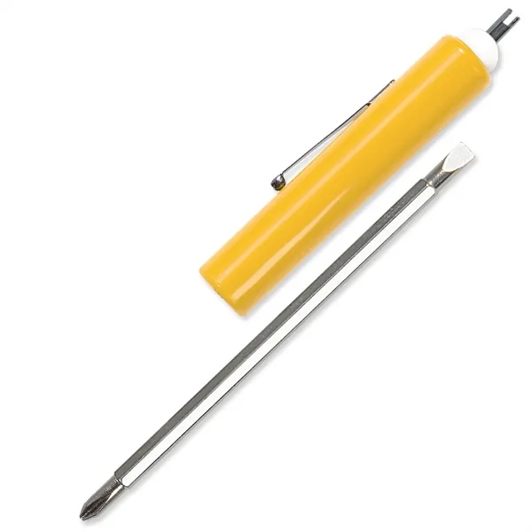 Yellow color option for Jumbo Pocket Screwdriver Reversible Flat Blade + Valve Stem