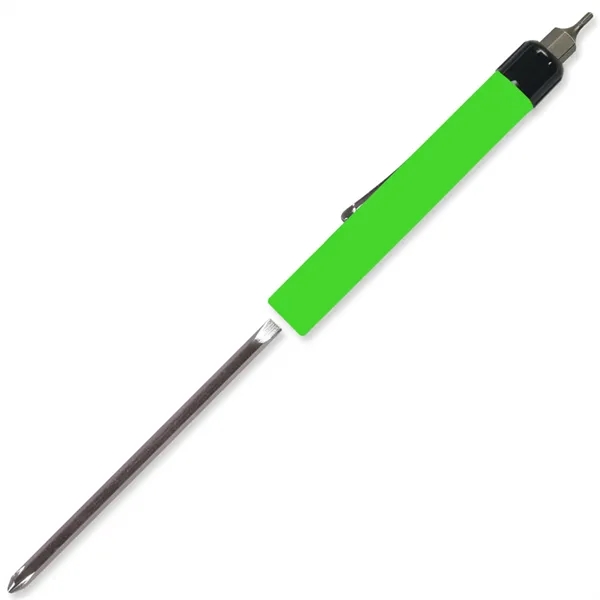 Fluorescent Green color option for Pocket Screwdriver Reversible Flat Blade + Hex Bit Top