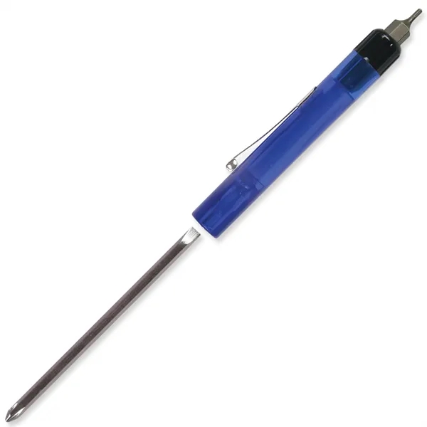 Translucent Blue color option for Pocket Screwdriver Reversible Flat Blade + Hex Bit Top