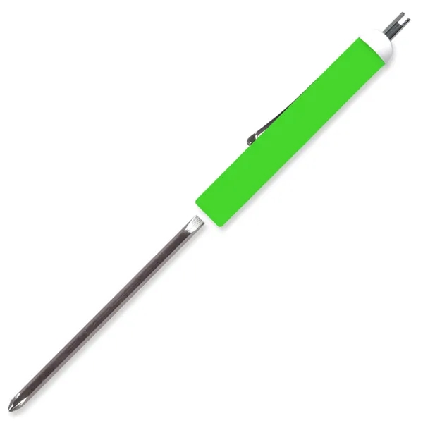 Fluorescent Green color option for Pocket Screwdriver Reversible Flat Blade + Valve Stem Top