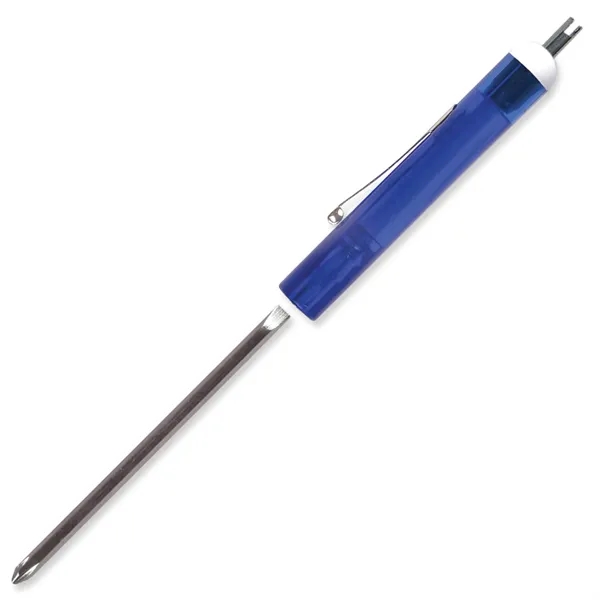 Translucent Blue color option for Pocket Screwdriver Reversible Flat Blade + Valve Stem Top