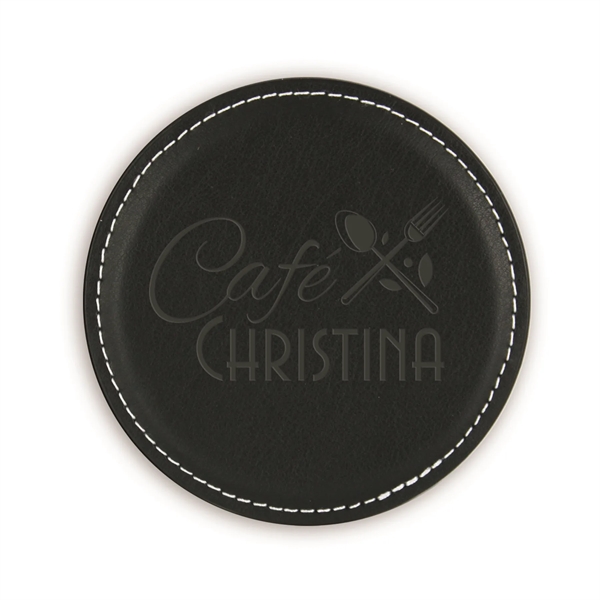 Black color option for Vintage Leather Round Coaster