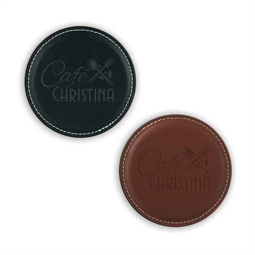 Main photo of Vintage Leather Round Coaster