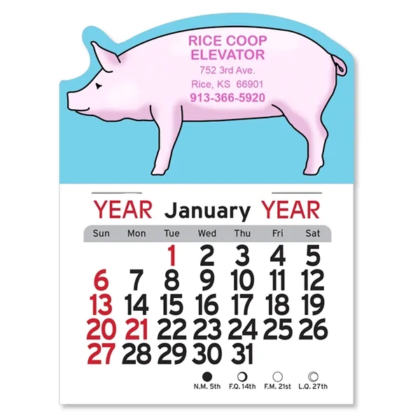White color option for Adhesive Peel N Stick® Calendar   Pig