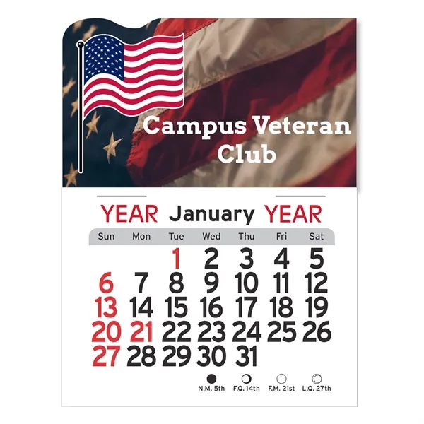 White color option for Adhesive Peel N Stick® Calendar   American Flag