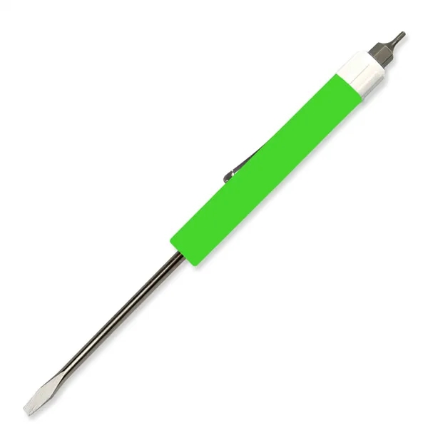Fluorescent Green color option for Pocket Screwdriver 1/8" Flat Tip Blade + Hex Bit Top
