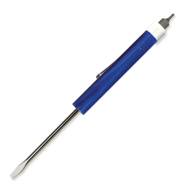 Metallic Blue color option for Pocket Screwdriver 1/8" Flat Tip Blade + Hex Bit Top