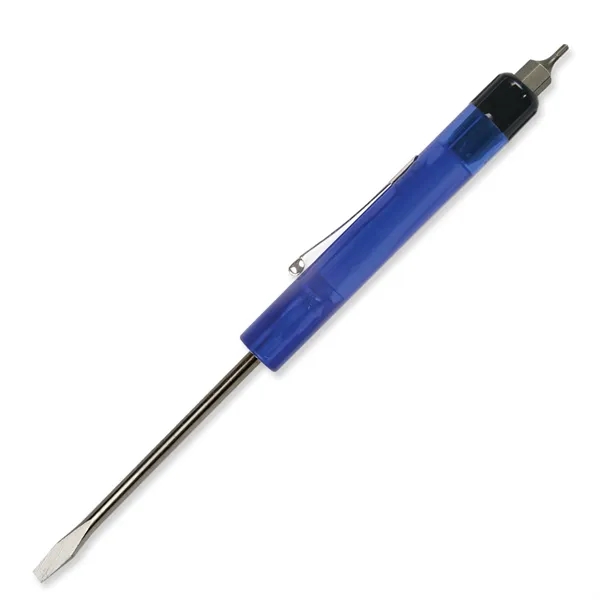 Translucent Blue color option for Pocket Screwdriver 1/8" Flat Tip Blade + Hex Bit Top