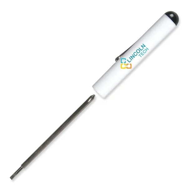White color option for Pocket Screwdriver Reversible Tech Blade + Button Top Fc
