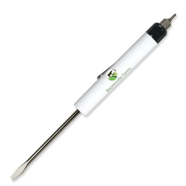 White color option for Pocket Screwdriver 1/8" Flat Tip Blade + Hex Bit Top Fc