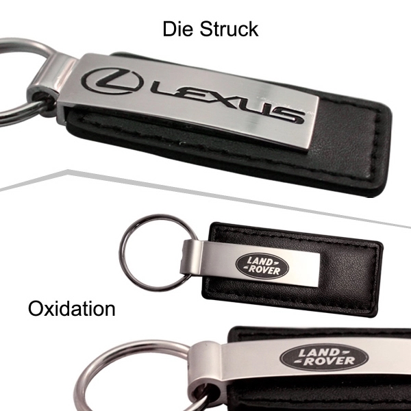 Black Matte color option for Leatherette With Rectangular Metal Key Tag