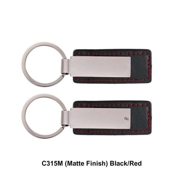Black/Red Matte color option for Leatherette With Rectangular Metal Key Tag