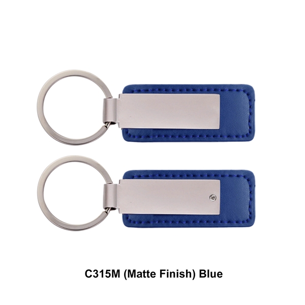 Blue Matte Moq:500 color option for Leatherette With Rectangular Metal Key Tag