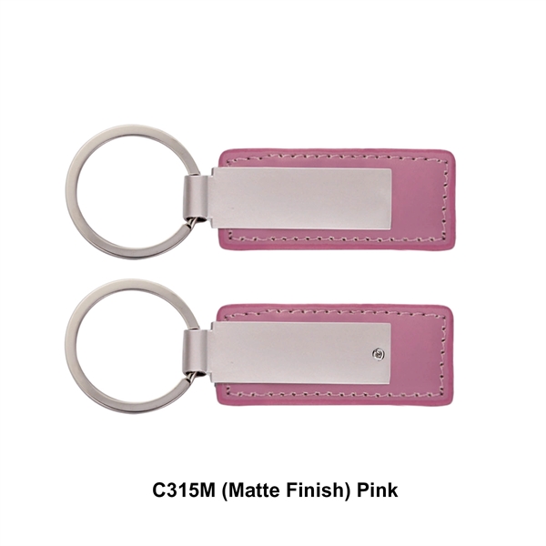 Pink Matte Moq:500 color option for Leatherette With Rectangular Metal Key Tag