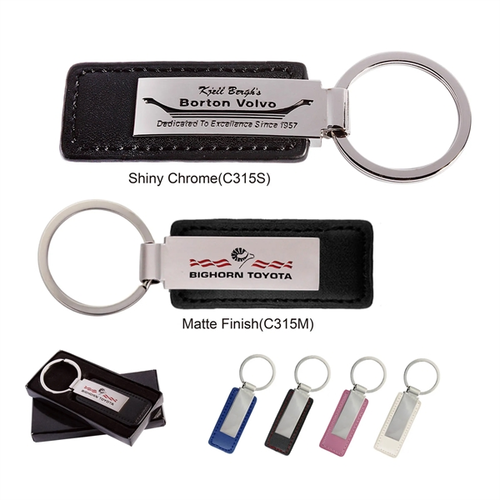 Main photo of Leatherette With Rectangular Metal Key Tag