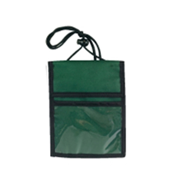 Forest Green color option for 600 Denier Polyester Multi Pocket Neck Wallet Trade Show Bad