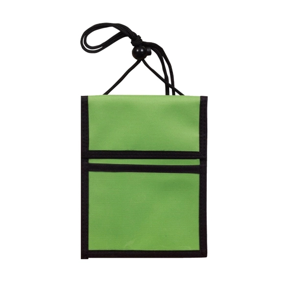 Lime Green color option for 600 Denier Polyester Multi Pocket Neck Wallet Trade Show Bad