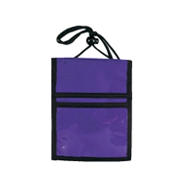 Purple color option for 600 Denier Polyester Multi Pocket Neck Wallet Trade Show Bad