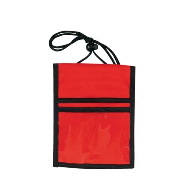 Red color option for 600 Denier Polyester Multi Pocket Neck Wallet Trade Show Bad