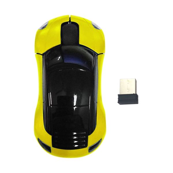 Yellow color option for 1400 Dpi 2.4 Ghz Wireless Car Optical Mouse