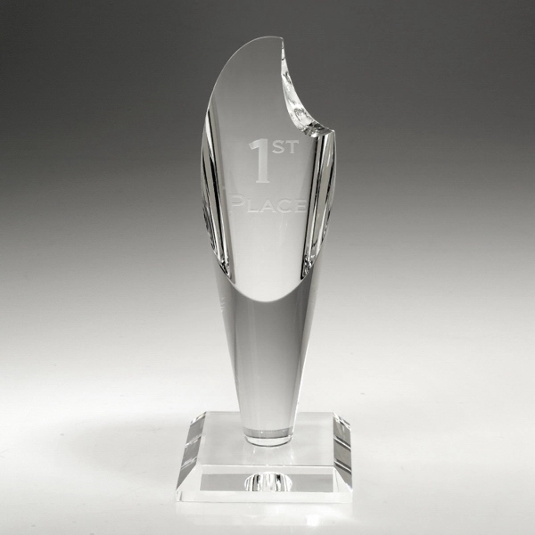 Clear color option for 7 1/2" Torch Crystal Award W/Base
