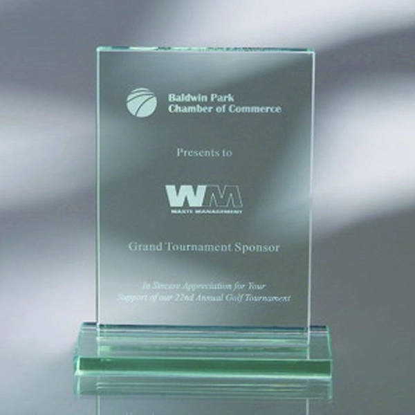 Clear color option for Award Vertical Plaque W/ Base 4"W X 6"H X 1/2"D