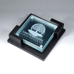 Photo of Award Clear Glass Coaster  With Wooden Holder
