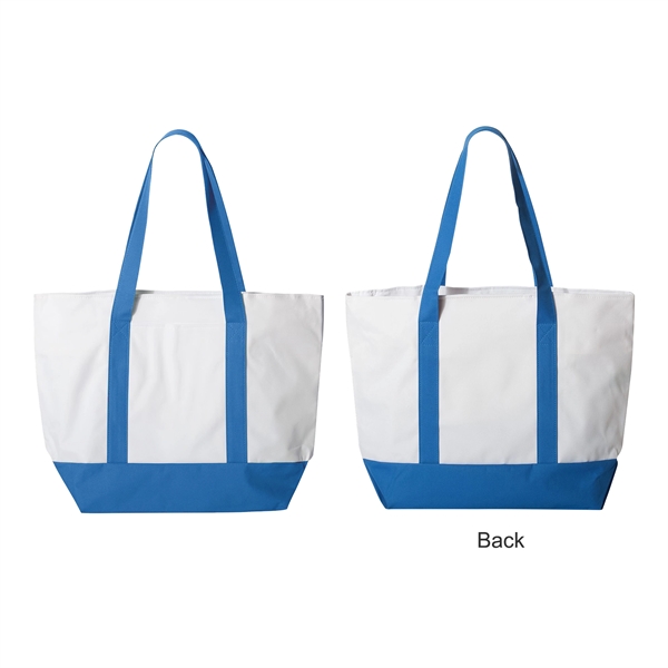 White-Royal Blue color option for 600 D Bay View Giant Zipper Boat Tote