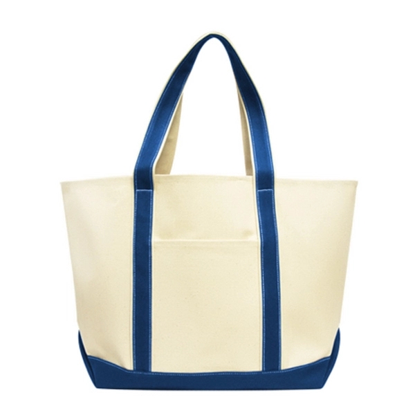 Natural-Royal Blue color option for Heavy Duty Durable Cotton Canvas Boat Bag