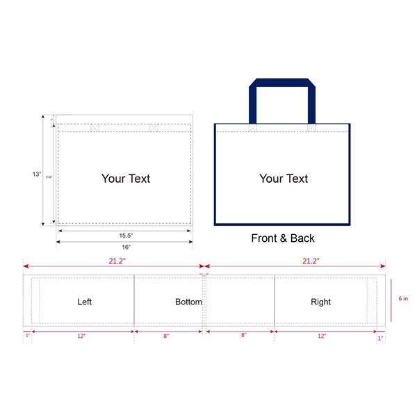 Navy Blue color option for Free Shipping Color Trim Dye Sub Tote Bags