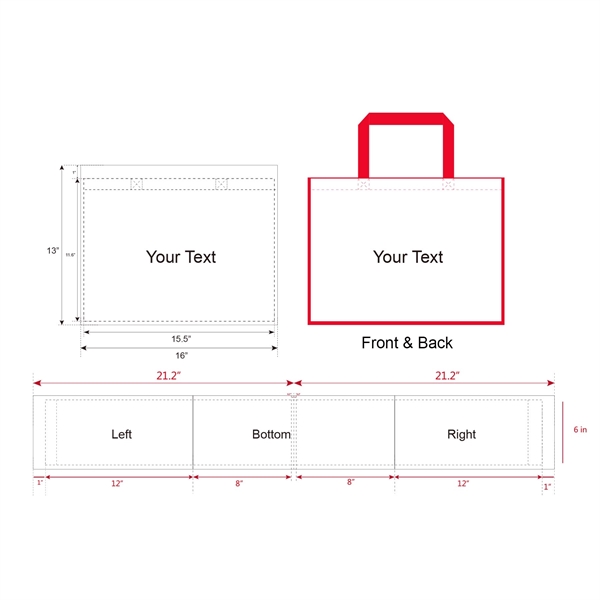 Red color option for Free Shipping Color Trim Dye Sub Tote Bags