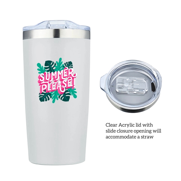 White color option for 20 Oz. Custom Double Wall Vacuum Tumbler Water Bottle