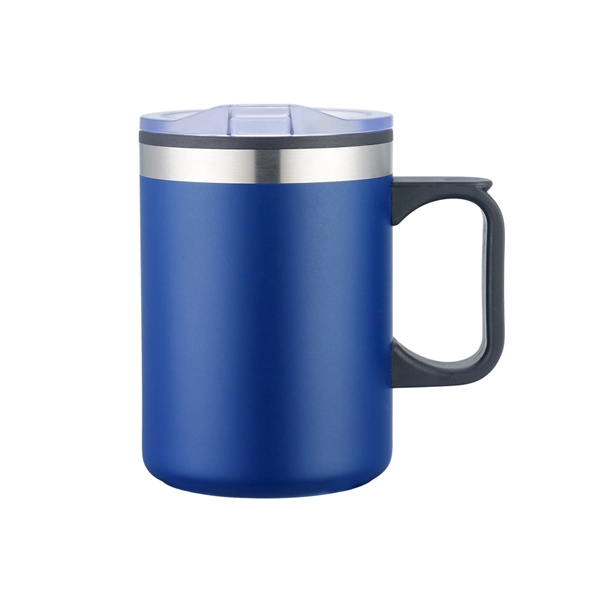 Blue color option for 14oz. Double Wall Camping Mug W/ Clear Lid
