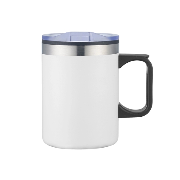 White color option for 14oz. Double Wall Camping Mug W/ Clear Lid