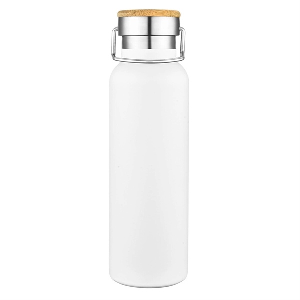 White color option for 20 Oz. Double Wall Ss Vacuum Water Bottle W/Bamboo Lid