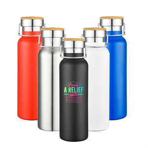 Photo of 20 Oz. Double Wall Ss Vacuum Water Bottle W/Bamboo Lid
