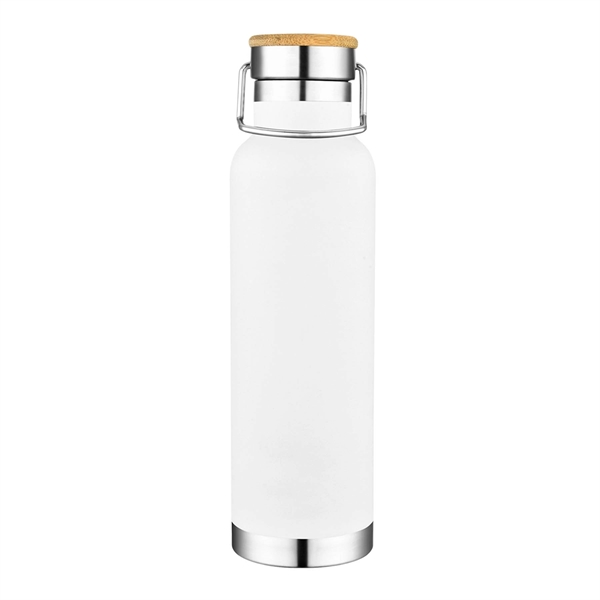 White color option for 22 Oz. Double Wall Ss Vacuum Water Bottle W/Bamboo Lid