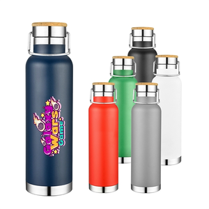 Photo of 22 Oz. Double Wall Ss Vacuum Water Bottle W/Bamboo Lid