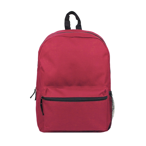 Red color option for 600 D Heavy Duty Backpack With Water Bottle Mesh Pockets