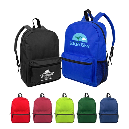 Main photo of 600 D Heavy Duty Backpack With Water Bottle Mesh Pockets