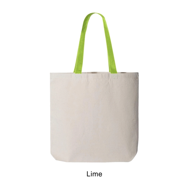 Lime Green color option for 12 Oz. Marianne Promo Cotton Canvas Tote W/Color Handle