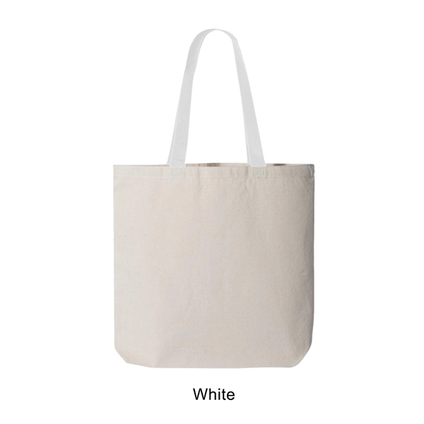 White color option for 12 Oz. Marianne Promo Cotton Canvas Tote W/Color Handle