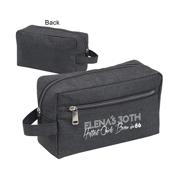 Heather Gray color option for 300 D Polyester Heather Zipper Toiletry Travel Kit Bag