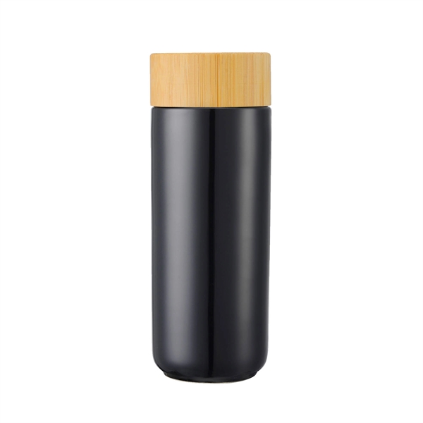 Black color option for 10 Oz. Double Wall Ceramic Bottle W/Bamboo Lid