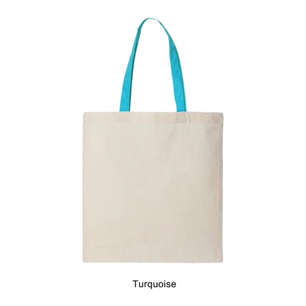 Turquoise color option for 6 Oz. 100% Cotton Canvas Tote W/Color Handle