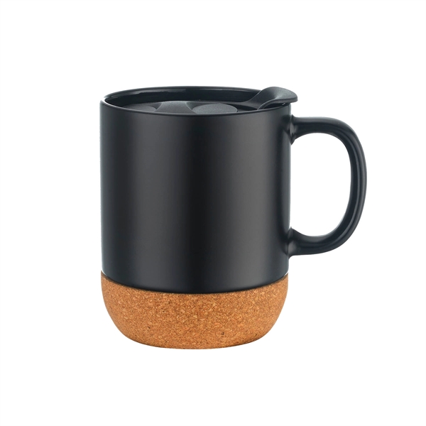 Black color option for 12 Oz. Two Tone Barista Cork Bottom Ceramic Mug With Lid