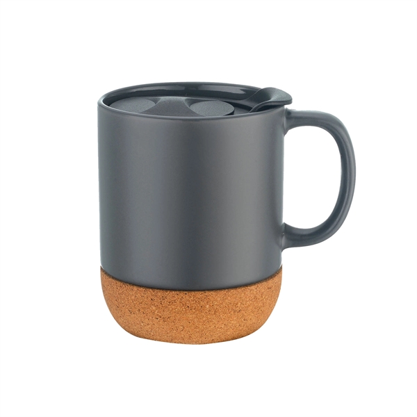 Gray color option for 12 Oz. Two Tone Barista Cork Bottom Ceramic Mug With Lid