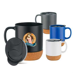 Photo of 12 Oz. Two Tone Barista Cork Bottom Ceramic Mug With Lid