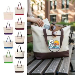 Photo of 12 Oz. Heavy Cotton Two Tone Zippered Tote Bag